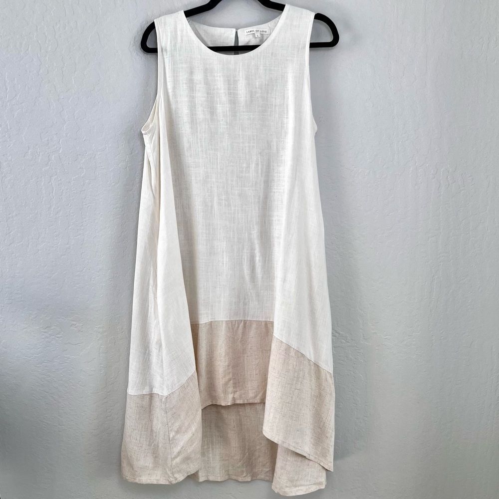 Label of Love Australia Linen Blend Dress L | Lagenlook Boho Coastal Midi Tank - Picture 6 of 9